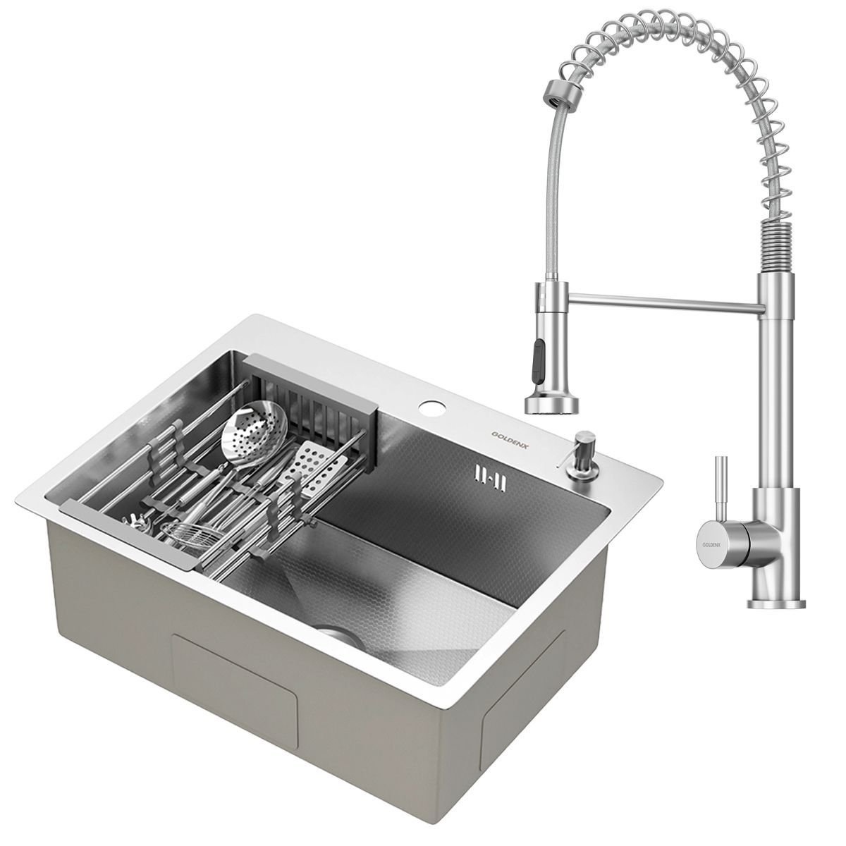 Kit Cuba Gourmet Quebec Aço Inox 304 e Torneira Gourmet Milão Monocomando Goldenx