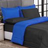 KIT EDREDOM CASAL QUEEN JOGO DE CAMA 06 PEÇAS ACONCHEGO DUPLA FACE CASA DONA PRETO E AZUL - 2