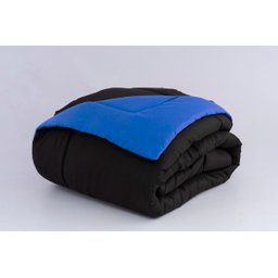 KIT EDREDOM CASAL QUEEN JOGO DE CAMA 06 PEÇAS ACONCHEGO DUPLA FACE CASA DONA PRETO E AZUL - 5