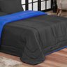 KIT EDREDOM CASAL QUEEN JOGO DE CAMA 06 PEÇAS ACONCHEGO DUPLA FACE CASA DONA PRETO E AZUL - 3