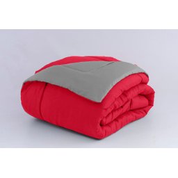 KIT EDREDOM CASAL QUEEN JOGO DE CAMA 06 PEÇAS ACONCHEGO DUPLA FACE CASA DONA VERMELHO E CINZA - 5