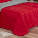 Ver imagem 3 de KIT EDREDOM CASAL QUEEN JOGO DE CAMA 06 PEÇAS ACONCHEGO DUPLA FACE CASA DONA VERMELHO E CINZA