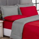 Ver imagem 2 de KIT EDREDOM CASAL QUEEN JOGO DE CAMA 06 PEÇAS ACONCHEGO DUPLA FACE CASA DONA VERMELHO E CINZA