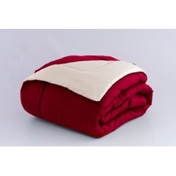 KIT EDREDOM CASAL QUEEN JOGO DE CAMA 06 PEÇAS ACONCHEGO DUPLA FACE CASA DONA VERMELHO COM PALHA - 5