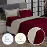 KIT EDREDOM CASAL QUEEN JOGO DE CAMA 06 PEÇAS ACONCHEGO DUPLA FACE CASA DONA VERMELHO COM PALHA - 4