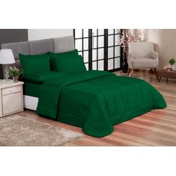 KIT EDREDOM CASAL QUEEN JOGO DE CAMA 06 PEÇAS ACONCHEGO DUPLA FACE CASA DONA VERDE - 1