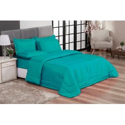 KIT EDREDOM CASAL QUEEN JOGO DE CAMA 06 PEÇAS ACONCHEGO DUPLA FACE CASA DONA TIFFANY - 1