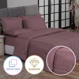 KIT EDREDOM CASAL QUEEN JOGO DE CAMA 06 PEÇAS ACONCHEGO DUPLA FACE CASA DONA ROSÉ - 5