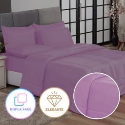 KIT EDREDOM CASAL QUEEN JOGO DE CAMA 06 PEÇAS ACONCHEGO DUPLA FACE CASA DONA ROSA - 4
