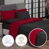 KIT EDREDOM CASAL QUEEN JOGO DE CAMA 06 PEÇAS ACONCHEGO DUPLA FACE CASA DONA PRETO E VERMELHO - 4