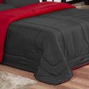 Ver imagem 3 de KIT EDREDOM CASAL QUEEN JOGO DE CAMA 06 PEÇAS ACONCHEGO DUPLA FACE CASA DONA PRETO E VERMELHO