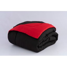 KIT EDREDOM CASAL QUEEN JOGO DE CAMA 06 PEÇAS ACONCHEGO DUPLA FACE CASA DONA PRETO E VERMELHO - 5