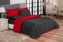 Ver imagem 1 de KIT EDREDOM CASAL QUEEN JOGO DE CAMA 06 PEÇAS ACONCHEGO DUPLA FACE CASA DONA PRETO E VERMELHO