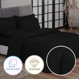 KIT EDREDOM CASAL QUEEN JOGO DE CAMA 06 PEÇAS ACONCHEGO DUPLA FACE CASA DONA PRETO - 4