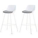 Ver imagem 1 de Kit 2 Banquetas Altas Medelín Rivatti Estofada em Polipropileno Branco e Cinza Mecla Base Aço