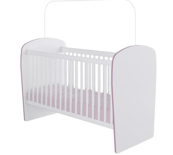 Berço com Friso em Cores - Percasa - Branco com Friso Rosa - 3