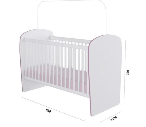 Berço com Friso em Cores - Percasa - Branco com Friso Rosa - 4
