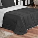 Ver imagem 3 de KIT EDREDOM CASAL QUEEN JOGO DE CAMA 06 PEÇAS ACONCHEGO DUPLA FACE CASA DONA PRETO E BRANCO