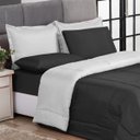 Ver imagem 2 de KIT EDREDOM CASAL QUEEN JOGO DE CAMA 06 PEÇAS ACONCHEGO DUPLA FACE CASA DONA PRETO E BRANCO