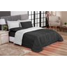 KIT EDREDOM CASAL QUEEN JOGO DE CAMA 06 PEÇAS ACONCHEGO DUPLA FACE CASA DONA PRETO E BRANCO - 1