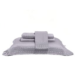 Jogo de Cama Queen 4 Peças Percal 300 Fios Cristal Renda Renascença Buettner - 1