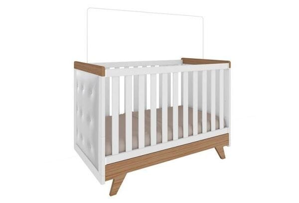 Berço Retrô Americano com Kit Capitonê - Móveis Peroba - Branco - 1
