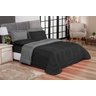 KIT EDREDOM CASAL QUEEN JOGO DE CAMA 06 PEÇAS ACONCHEGO DUPLA FACE CASA DONA CINZA E PRETO - 1