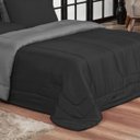 Ver imagem 3 de KIT EDREDOM CASAL QUEEN JOGO DE CAMA 06 PEÇAS ACONCHEGO DUPLA FACE CASA DONA CINZA E PRETO