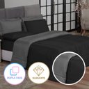 Ver imagem 4 de KIT EDREDOM CASAL QUEEN JOGO DE CAMA 06 PEÇAS ACONCHEGO DUPLA FACE CASA DONA CINZA E PRETO