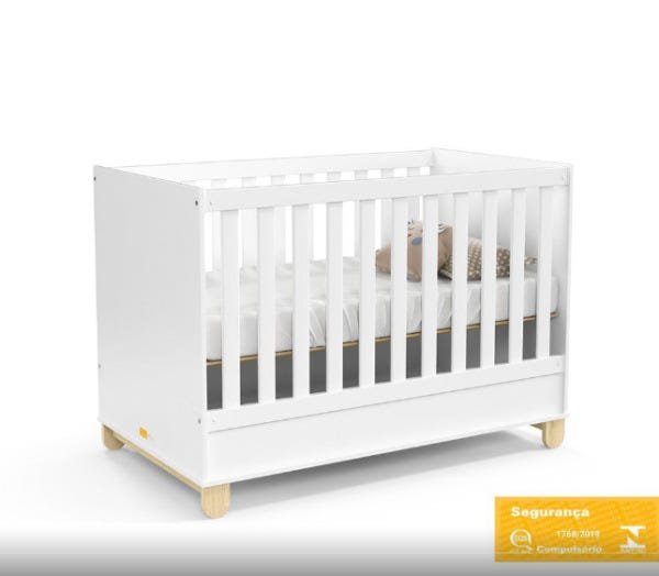 Berço Zupy - Cores com Natural - MDF - Matic - Branco Soft Natural - 1