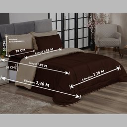 KIT EDREDOM CASAL QUEEN JOGO DE CAMA 06 PEÇAS ACONCHEGO DUPLA FACE CASA DONA MARROM E BEGE - 6