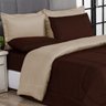 KIT EDREDOM CASAL QUEEN JOGO DE CAMA 06 PEÇAS ACONCHEGO DUPLA FACE CASA DONA MARROM E BEGE - 2