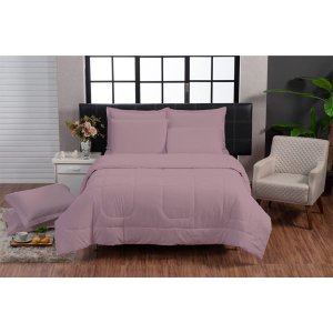 KIT EDREDOM ITALIANO 200 FIOS 100% ALGODÃO 6 PEÇAS ROSA QUEEN - CASA DONA