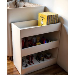 Baú para Brinquedos Infantil com Divisórias Organizador de Quarto 100% Mdf Branco