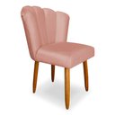 Ver imagem 2 de Cadeira de Jantar Pétala Estofada Pés Palito Veludo Rosê - Montanaris Decor