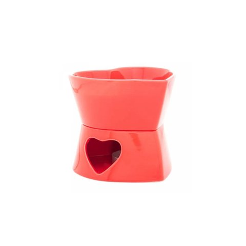 Aparelho de Fondue 4 Peças de Porcelana Coração Vermelho 400ml - Wolff