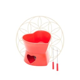 Aparelho de Fondue 4 Peças de Porcelana Coração Vermelho 400ml - Wolff - 2