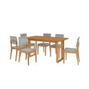 Ver imagem 2 de Conjunto Sala de Jantar Dora em Madeira Maciça 6 Cadeiras Boucle Cinza