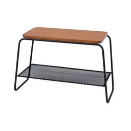 Mesa Lateral Letti Banco Sapateira Industrial Elegante Studio Metal Madeira Preto - 1