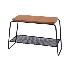 Mesa Lateral Letti Banco Sapateira Industrial Elegante Studio Metal Madeira Preto