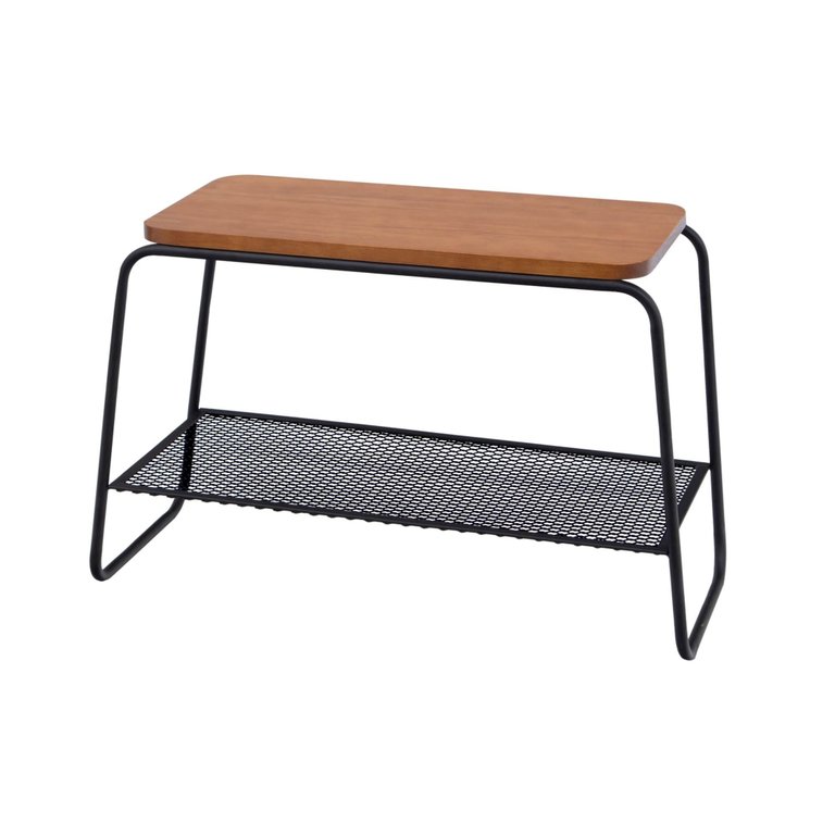 Mesa Lateral Letti Banco Sapateira Industrial Elegante Studio Metal Madeira Preto