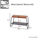 Ver imagem 6 de Mesa Lateral Letti Banco Sapateira Industrial Elegante Studio Metal Madeira Preto