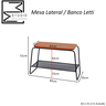 Mesa Lateral Letti Banco Sapateira Industrial Elegante Studio Metal Madeira Preto - 6