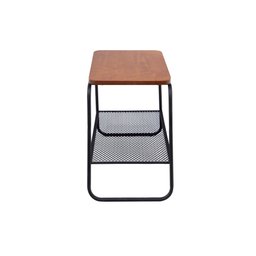 Mesa Lateral Letti Banco Sapateira Industrial Elegante Studio Metal Madeira Preto - 3