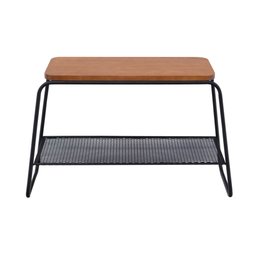 Mesa Lateral Letti Banco Sapateira Industrial Elegante Studio Metal Madeira Preto - 2