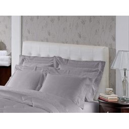 Fronha Avulsa 300 Fios Acetinada com Renda Cristal Bouton Renascença - Cinza - 1