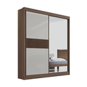 Ver imagem 1 de Guarda Roupa Mdf Atenas Ripado 2 Portas Espelho Castanho Off