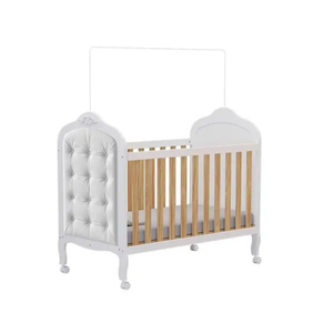 Kit Peroba Berço Elô Branco/amendoa + Capitonê Corino Branco