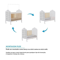 Kit Peroba Berço Elô Branco/amendoa + Capitonê Corino Branco - 2