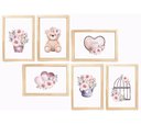Ver imagem 1 de Kit Quadro Coração Flores Decorativo Quarto Criança Enxoval Bebe Menina.